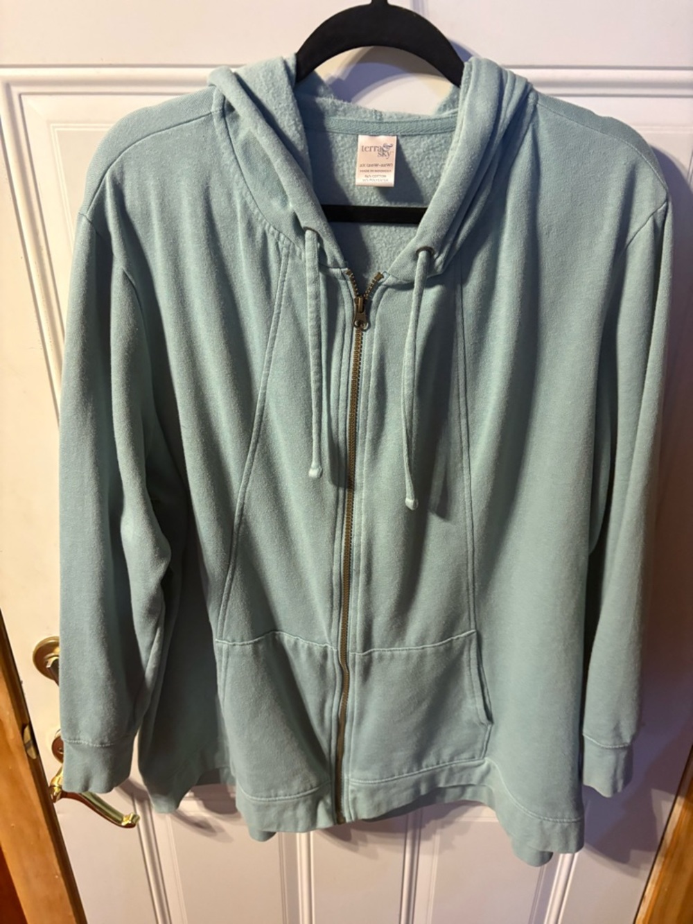 Terra & Sky Light Aqua Zip-Up Hoodie 2X (20w-22w)